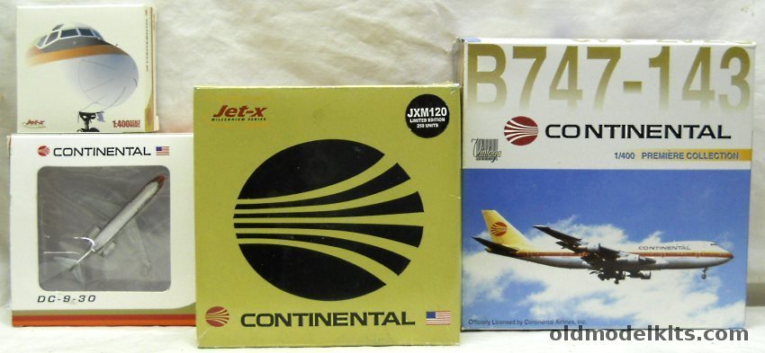 Dragon 1/400 55136 Boeing B747-143 Continental / Jet-X JX004 DC-10-10 Continental / Jet-X DC-9-10 Continental / SMA (2) DC-9-0 Continental - Die Cast plastic model kit